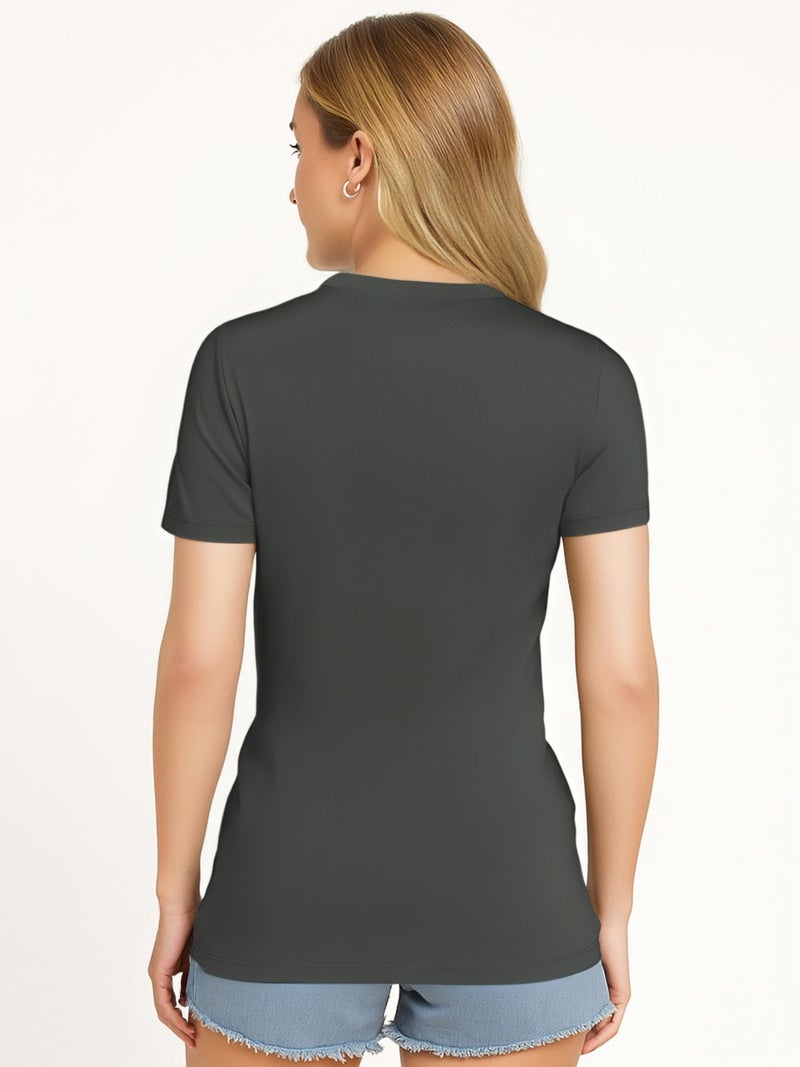 Opna Women's Short Sleeve Moisture Wicking Athletic Shirts Iron Grey - Image 3